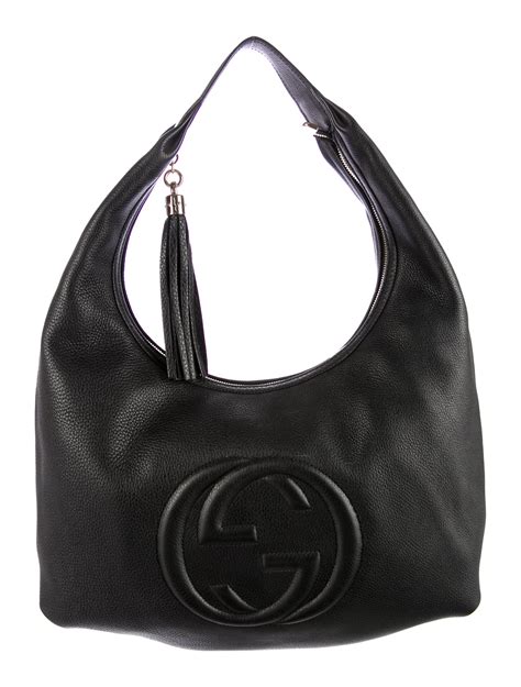 gucci black large handbag with metal bow|gucci handbags black fabric.